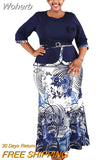 Two Piece Set Tops Skirt African Dresses For Women 2XL-6XL Plus Size Clothing Dashiki Robe Femme Party African Clothes-Outfit