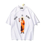 West High Street Oversize Casual T-shirt Mens Turtleneck Letter Foam Short Sleeve T Shirt Hip Hop Harajuku Loose