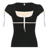 Sweet Lace Fake Two Splicing Repair Short-Sleeved T-Shirt Top Women 2025 Spring And Summer INS Wind