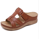 Orthopedic Low Heels Sandals Summer Open Toe Slip on Wedges Comfy Sandals Retro Thick Bottom Corrector Beach Slippers