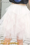 8 Color Girl Sweet Mesh Short Tulle Skirt Elastic Waist Fairy Tutu Ball Gown Mini Skirt For Spring Summer QT2179-Outfit
