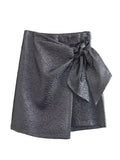 Solid Waist Lace Up Mini Skirt For Women Slim Fitting Irregular Hem Short Culottes 2023 Summer Female Y2K Chic Skirts-Outfit