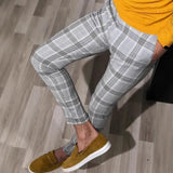 New Men's Casual Dating Men's Lattice Solid Nine-Point