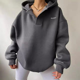 New Plus Velvet Hooded Printing Long-Sleeved Base With Sweater V-Neck