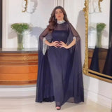 Woherb Middle East Summer New Chiffon Sequins Splicing Half High Collar Casual Women's Big Skirt Women-Outfit