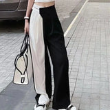 Sets Women Patchwork Fashion Cool Harajuku Wide Leg Street T-shirts Tops Crop Outfit College Streetwear Summer Ulzzang