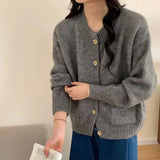 Woherb And Art Wind Round Gets Single Breasted Knit Cardigan Female Qiu Dong New Style Korean Is Contracted Recreational Loose Edition Shows Thin Sweater-Outfit