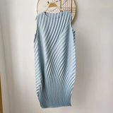Folded Women's High-Quality Water Year Round Folding Curd Dress Daily Commuting Fashion Sleeveless Long