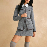 Commuting Style Simple Bumpy Coarse Flowers, Small Fragrant Temperament Long-Sleeved Top Coated Ass