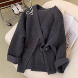 Autumn And Winter New Korean Version Of INS Retro Temperament Students Double Zipper Splet Sweater Coat Women Knitted Open