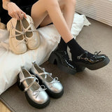 Mary Jane Shoes Women's Summer 2025 New Shallow Thick Heel Single Shoe Bow With Skirt Jk Small Leather