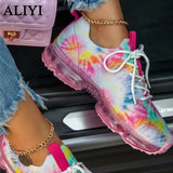 Breathable Sneakers 2021 Spring New Color Matching Mesh Lace Up Ladies Casual Shoes Outdoor Flat Sport Vulcanized