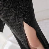 Formal Sequins Strap Slit Mermaid Evening