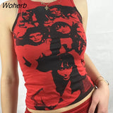 Grunge Aesthetic Gothic Print Punk T-Shirts Women Summer Short Sleeve Slim Fit Crop Tops Aesthetic Sweats Tees Harajuku-Outfit