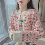 Floral Cardigan Women Sweet Crop Top Slender Knitting Spring Lovely Girls Soft Fresh Ulzzang Teenagers Gentle Sweaters