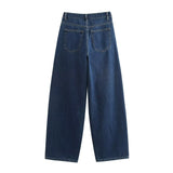 Women's Autumn New Design Sense Fashion Asymmetrical Double Waist High-Waist Wide-Legged