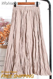 High Waist Solid Color Pleated Skirts Women's Mid-length Casual Skirt For Spring Summer QT1814-Outfit