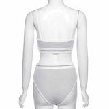 Woherb Autumn And Winter New Women's Color Crop Fashion Sling Vest Shorts Two Sets Of Women-Outfit