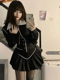 Women Suit Black Blazer Jacket + Skirt 2 Pieces Set Skinny Clothes Spring 2022 Kawaii Sexy Female Suits Elegant Chic Office