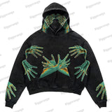 Street Comic Loose Hooded Sweater New Y2K Loose Autumn American Retro Print Skull Trend Sweater Ins Wind Couple Jacket 1028-0-Outfit