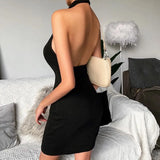 Black Sexy Dress Sleeveless Turn Down Collar Slim Elegant Mini Button Dress Ladies Summer Casual Streetwear