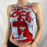 Vintage Y2K Aesthetic Tank Top Hip Hop Face Graphic Print Sleevless Slim Fit Women Gothic Crop Vest Sweats Tee