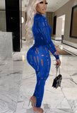 Sexy Hollow Out Tight Top and Pants 2 Piece