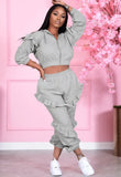 Ruffles Hoody Crop Top and Pants 2 Piece