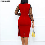 Bodycon Dress African Dresses for Women 2023 Sexy Elegant Mesh Sleeve Pleat Bandage Robe Africaine Femme African Clothes-Outfit