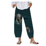 Cute Cartoon Print Women's Pants 2021 Spring Casual Elastic Waist Trousers Oversize Loose Beach Wide Leg Pants Plus Size