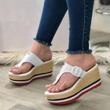 Summer Slippers Women Sandals Plafrom Sandals Ladies Slip-On Flip Flops Shoes Leather Peep Toe Female Sandalias Zapatos