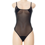 Mesh Solid Sleeveless Slip Square Neck Backless See Through Bodysuit 2022 Summer Sexy Slim Revealing Casual Concise