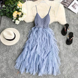 New Sweet Spaghetti Strap Women Dress Fashion Female Cupcake