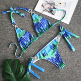 Woherb New Swimsuit Sexy Crystal Diamond Solid Color Strap Bikini Beach Vacation Swimsuit