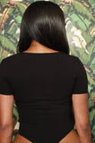 Sexy Keyhole Round Neck Short Sleeve Slim Bodysuit 703-1-Outfit