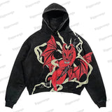 Street Comic Loose Hooded Sweater New Y2K Loose Autumn American Retro Print Skull Trend Sweater Ins Wind Couple Jacket 1028-0-Outfit