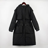 Large Natural Raccoon Fur Hooded Long Down Coat Women Winter 90% Duck Down Parkas Female Thickness Sash Tie Up Jackets-Outfit