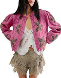 Autumn And Winter Explosion Embroidered Good Quality Washing Cotton Maple Leaf Embroidery Lady Coat Cotton