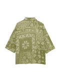 2023 Women Summer Shirts Blouses Tops Vintage Print Loose 3/4 Sleeve Female Elegant Street Top Clothing-Outfit