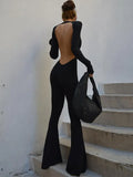 vintage jumpsuit with long sleeves and flared
