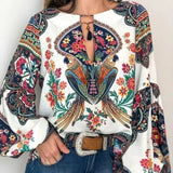 Large Number Of New Women's Fashion Women's Fashion Digital Printing Round Lantern Sleeve Shirts In The Spring And Summer Of