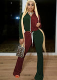 Winter Contrast Color Velour Zipper
