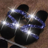 Summer Flat Bling Slippers Casual Flip Flops Non-Slip Outdoor Beach Slides Sandals Sexy Crystal Slippers Shoes Ladies