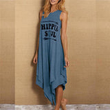Soul Sleeveless Dress Summer Casual Letter Printed Plus Size Woman Tank Top Dress Fashion Loose O-Neck Female Beach