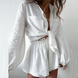 Women's Casual Fashion Sleek Sleeker Shorts Shirt Set In Summer