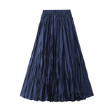 Luxury Light Pressure Folded Skirt Women's Spring And Autumn New Station Big Swing Thin Folded A Skirt