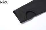 Kliou Solid Simple Two Piece Set Women Sheath Slim Casual Sporty Long Sleeve Zipper Top+Body-Shaping Female Activewear