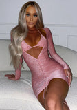 Romantic V-neck Full Sleeves Solid Pleated Mini Club