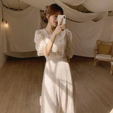 Square Collar Long Dress Summer Elegant Lady Korean Fashion Clothing Chic Vintage Dresses Casual Vestidos Cute