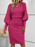 And Winter Knitted Dress Sexy Solid Color Bag Hip Dress Temperament Thin Sweater Knitted Dress